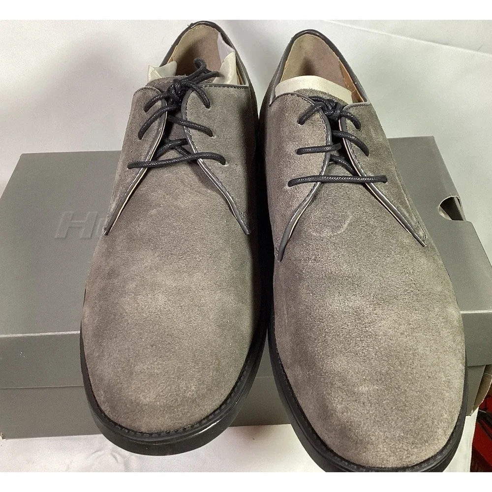 Vintage Hush Puppies Mens Grey Suede Oxfords 11 In Box Look New With Puppy Paper
